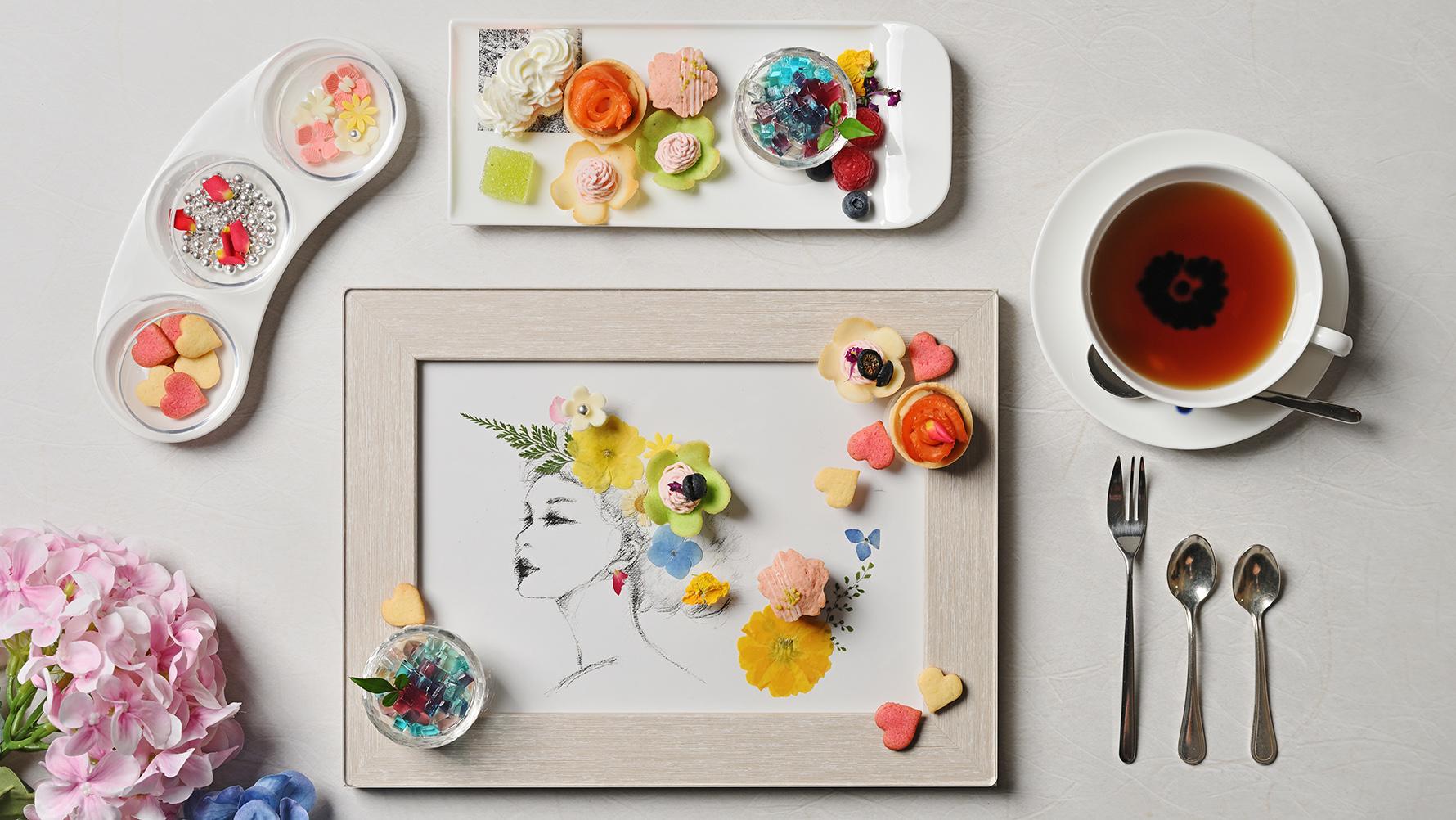 「春 × アート × スイーツ」のスイーツプレートセット